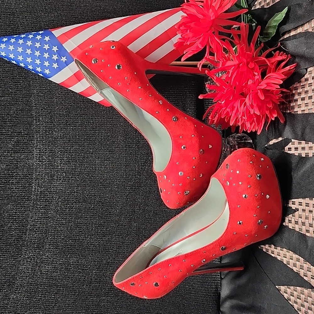 H by Halston Red Studded Heels